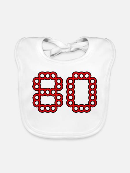 80. 80 ANS. 80e ANNIVERSAIRE. ANNIVERSAIRE 80 ANS. - Bavoir bio Bébé - blanc - Devant