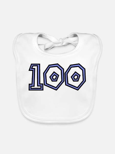 100. 100 ANS. 100e ANNIVERSAIRE. ANNIVERSAIRE 100 - Bavoir bio Bébé - blanc