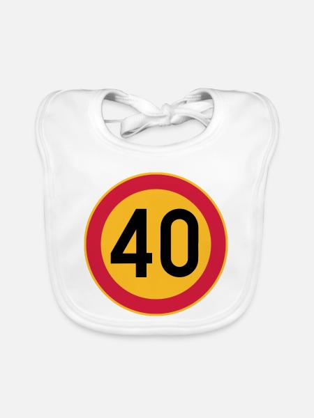 Panneau de limite de vitesse 40 anniversaire - Bavoir bio Bébé - blanc - Devant