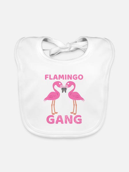 Flamingo Gang - Baby Bio-Lätzchen - Weiß - Vorne