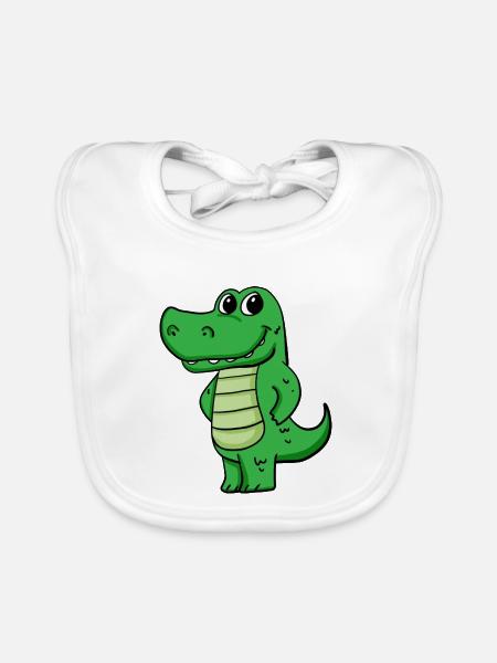 Krokodil - Baby Bio-Lätzchen - Weiß - Vorne