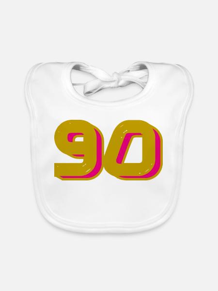 90. 90 JAHRE. 90-JÄHRIGES JUBILÄUM. 90-JÄHRIGES JUBILÄUM. - Baby Bio-Lätzchen - Weiß - Vorne
