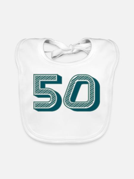 50. 50 ANS. 50e ANNIVERSAIRE. ANNIVERSAIRE 50 ANS. - Bavoir bio Bébé - blanc - Devant