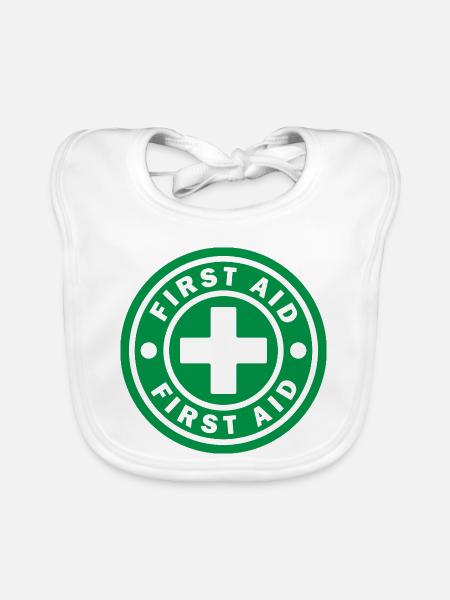 First Aid Medical Cross Sicherheitssymbol Vektor-Symbol - Baby Bio-Lätzchen - Weiß - Vorne