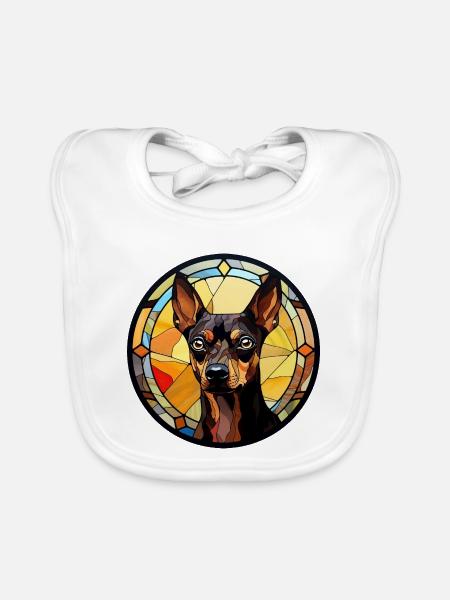 Zwergpinscher Hunderasse Aquarellglas - Baby Bio-Lätzchen - Weiß