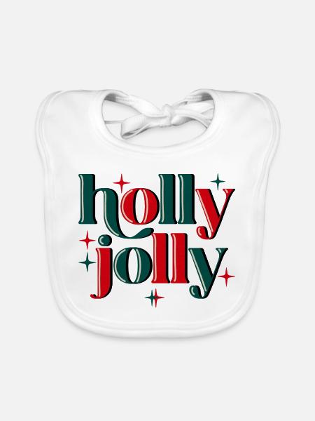 Holly Jolly Xmas - Baby Bio-Lätzchen - Weiß - Vorne