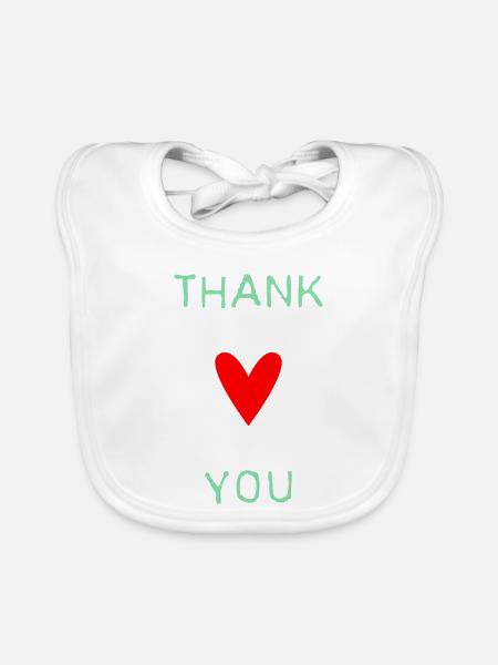 VIELEN DANK. DANKE. VIELEN DANK. JAHRESTAG. GEBURT. - Baby Bio-Lätzchen - Weiß - Vorne