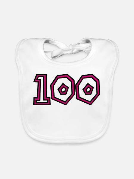 100. 100 JAHRE. 100-JÄHRIGES JUBILÄUM. GEBURTSTAG 1001 - Baby Bio-Lätzchen - Weiß - Vorne