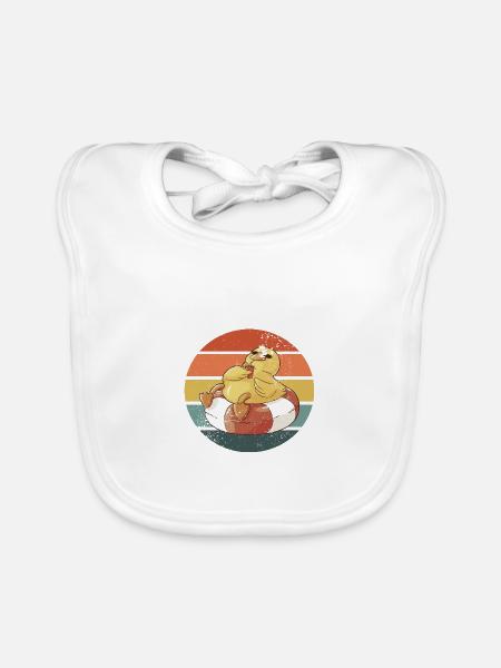 Badeente Gummiente Retro - Baby Bio-Lätzchen - Weiß - Vorne