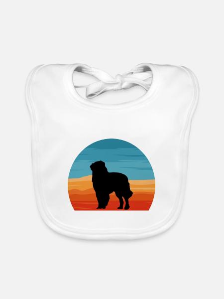 Karpaten Schäferhund Silhouette Retro Sonnenuntergang - Baby Bio-Lätzchen - Weiß - Vorne