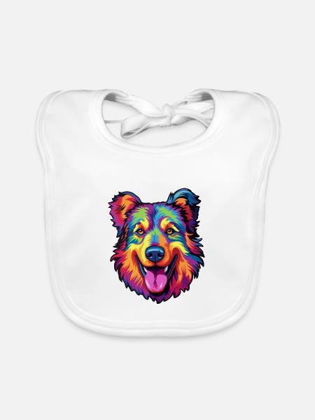 Karpaten-Schäferhund-Rasse-Cartoon Kawaii-Abb. - Baby Bio-Lätzchen - Weiß - Vorne