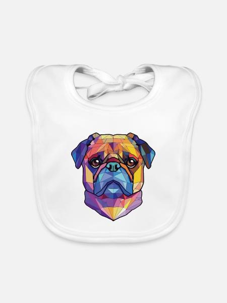 Mops buntes Aquarell Tier Haustier Illustration - Baby Bio-Lätzchen - Weiß