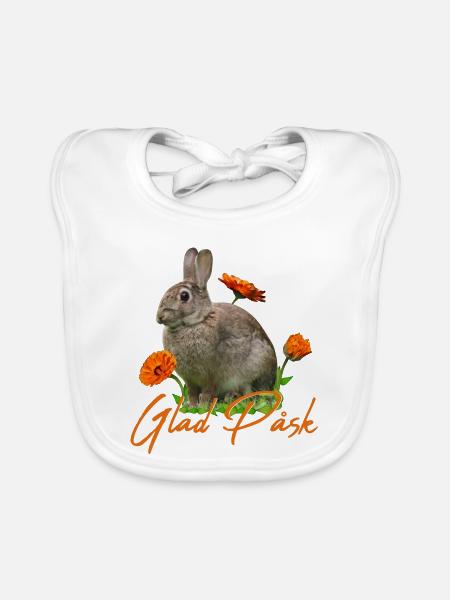 glad pask Frohe Ostern - Baby Bio-Lätzchen - Weiß - Vorne