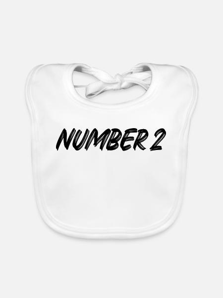 Number 2 - zwei - zweiter - zweite - 2 - Nummer 2 - Baby Bio-Lätzchen - Weiß - Vorne