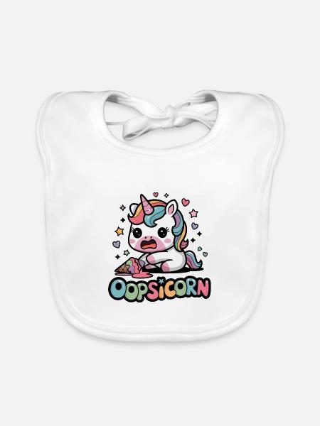 Oopsicorn - Organic Baby Bibs - white