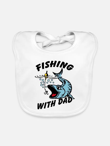 Fishing with dad is the most beautiful - Organic Baby Bibs - white - Front