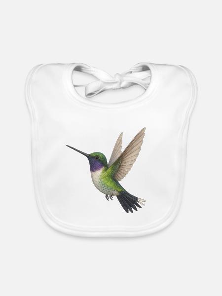 Smaragd-Kolibri mit violettem Glanz - Baby Bio-Lätzchen - Weiß - Vorne