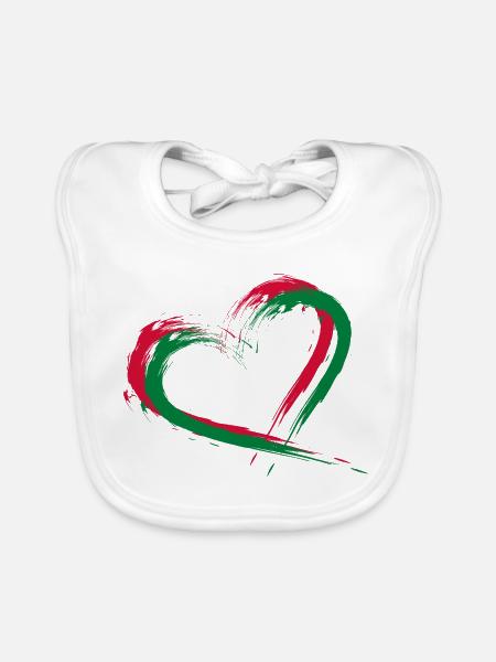 Herz Bürste Flagge der Malediven - Baby Bio-Lätzchen - Weiß - Vorne