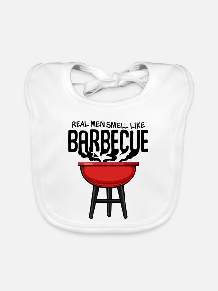 Red Kettle Grill Illustration - Organic Baby Bibs - white - Front
