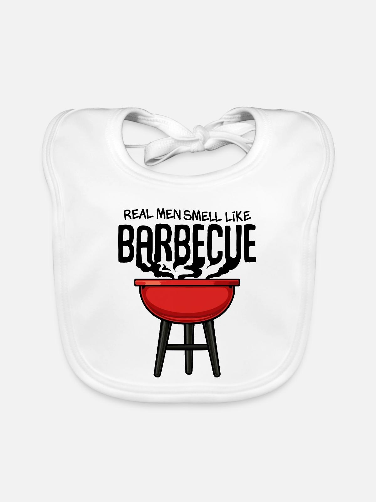 Red Kettle Grill Illustration - Organic Baby Bibs - white - Front