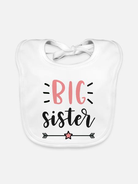Big Sister Ankündigung – Baby- und Kinderkleidung - Baby Bio-Lätzchen - Weiß - Vorne