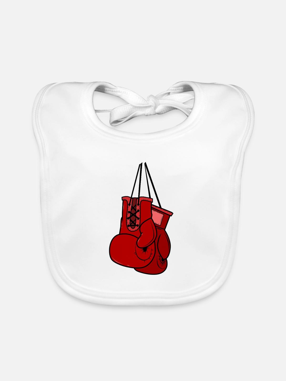 Boxhandschuhe - Baby Bio-Lätzchen - Weiß - Vorne