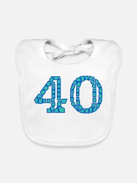 40. 40 ANS. 40e ANNIVERSAIRE. ANNIVERSAIRE 40 ANS. - Bavoir bio Bébé - blanc - Devant