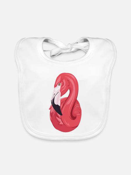 Flamingo Kopf - Rosa Vogel Aquarell - Baby Bio-Lätzchen - Weiß - Vorne