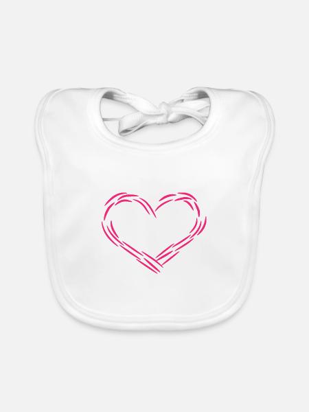 Herz Design Linie Symbol Liebe Rosa Geschenk - Baby Bio-Lätzchen - Weiß - Vorne