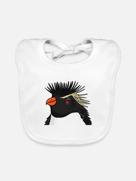Pinguin mit Haare Felsenpinguin - Baby Bio-Lätzchen - Weiß - Vorne