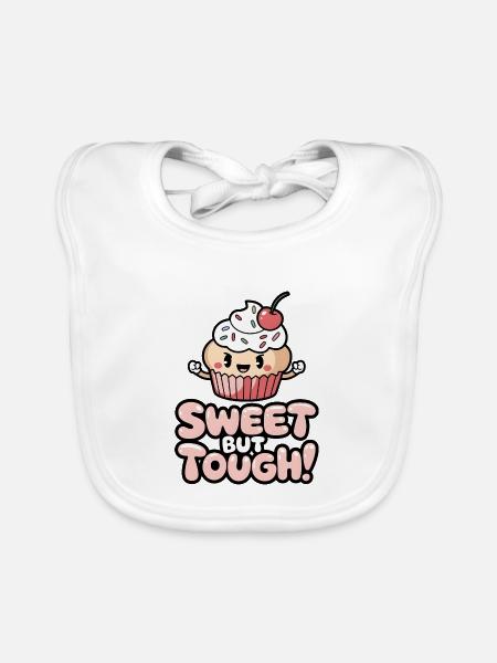 Sweet But Tough! - Organic Baby Bibs - white - Front