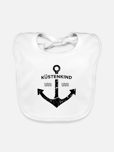 Küstenkind Heimat Ostsee Nordsee Geschenkidee - Baby Bio-Lätzchen - Weiß - Vorne