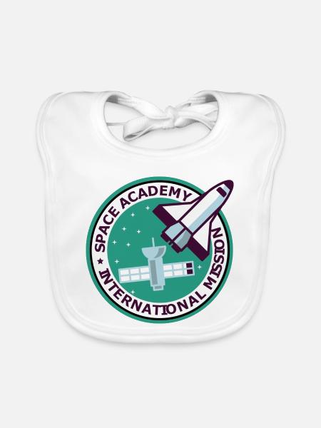 "Vintage Space Academy International" - Baby Bio-Lätzchen - Weiß - Vorne