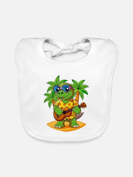 Funny Turtle Cartoon Summer Beach Sunglasses - Organic Baby Bibs - white - Front