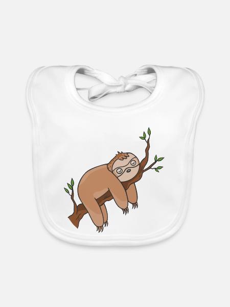 sloth - Organic Baby Bibs - white