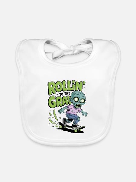 Rollin To The Grave - Organic Baby Bibs - white - Front