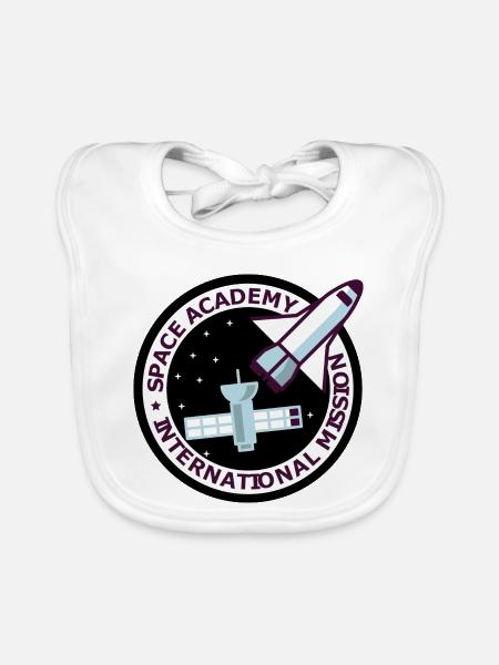 Space Academy International Vintage schwarz - Baby Bio-Lätzchen - Weiß - Vorne