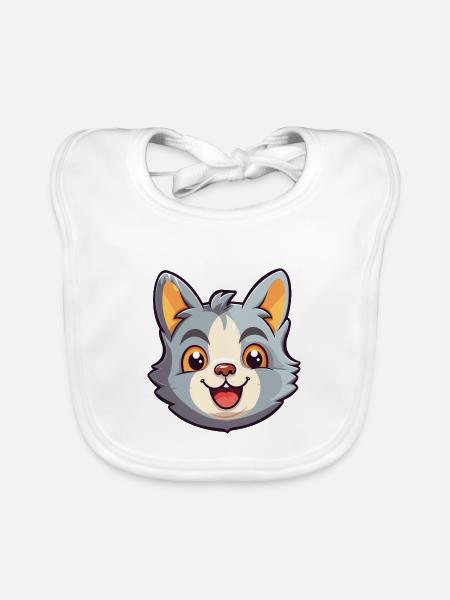 Hauskatze Cartoon Aquarell Illustration - Baby Bio-Lätzchen - Weiß - Vorne