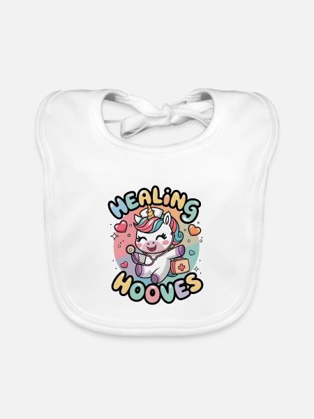 Healing Hooves - Organic Baby Bibs - white - Front