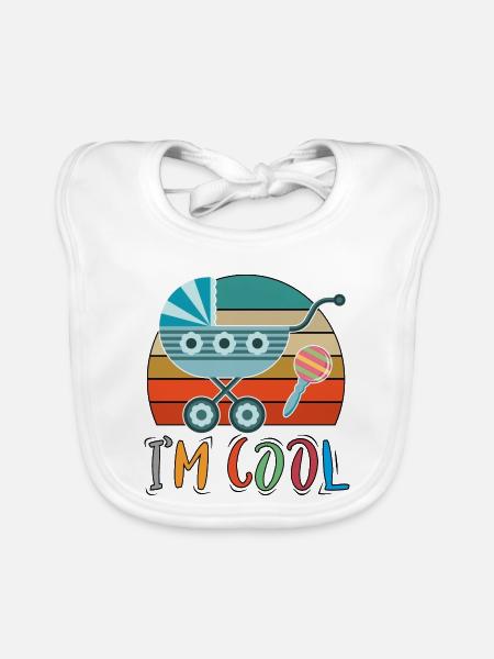 Baby Kinderwagen Rassel Spazieren gehen Retro - Baby Bio-Lätzchen - Weiß - Vorne