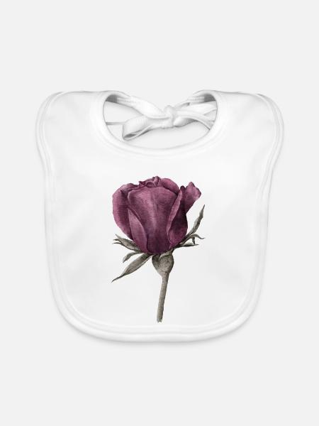 Rose Blume - Baby Bio-Lätzchen - Weiß - Vorne