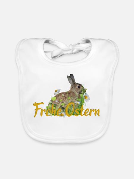 Frohe Ostern Osterhase - Baby Bio-Lätzchen - Weiß - Vorne
