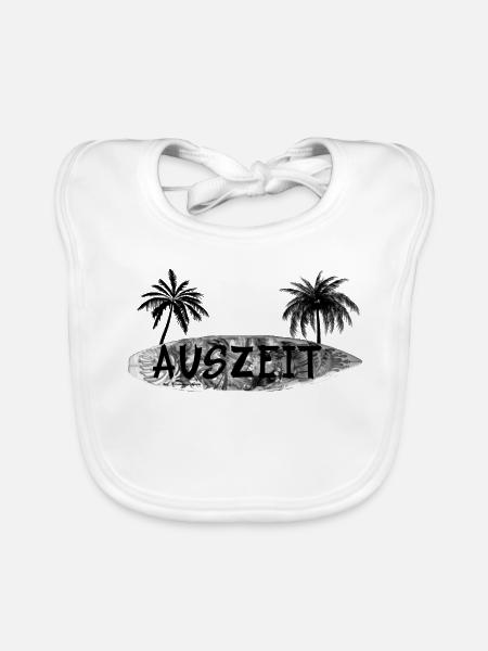 Auszeit Surfbrett - Baby Bio-Lätzchen - Weiß - Vorne