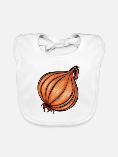 Trendy Onion Cool Vegetable Onions - Organic Baby Bibs - white - Front