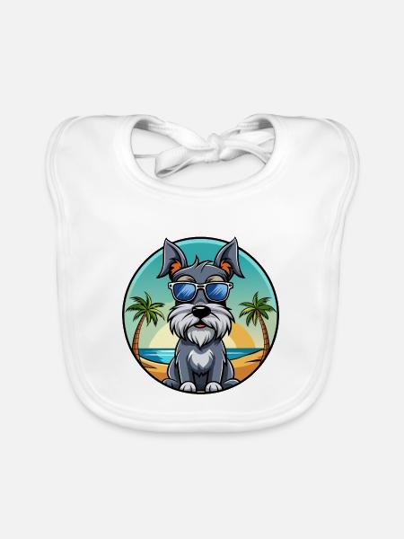 Standard Schnauzer Hunderasse Cartoon Sonnenbrille - Baby Bio-Lätzchen - Weiß - Vorne