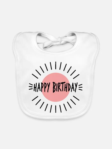 JAHRESTAG. ALLES GUTE ZUM GEBURTSTAG. ALLES GUTE ZUM GEBURTSTAG. - Baby Bio-Lätzchen - Weiß - Vorne