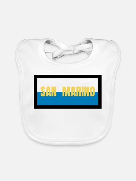 San Marino Flagge Farben - Baby Bio-Lätzchen - Weiß - Vorne