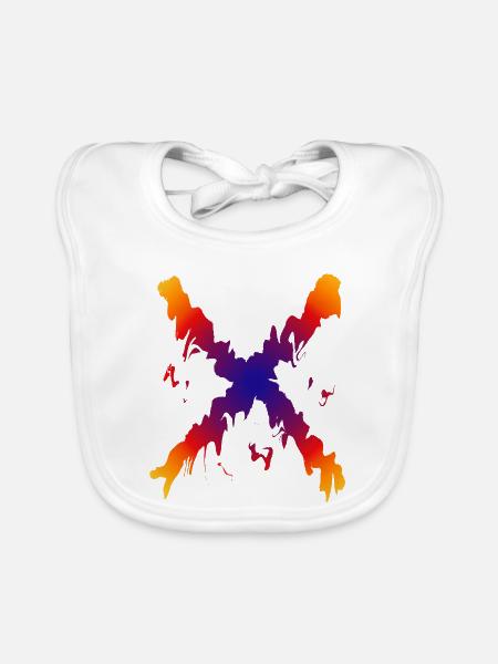 Regenbogen X Farbfluss Muster - Baby Bio-Lätzchen - Weiß - Vorne