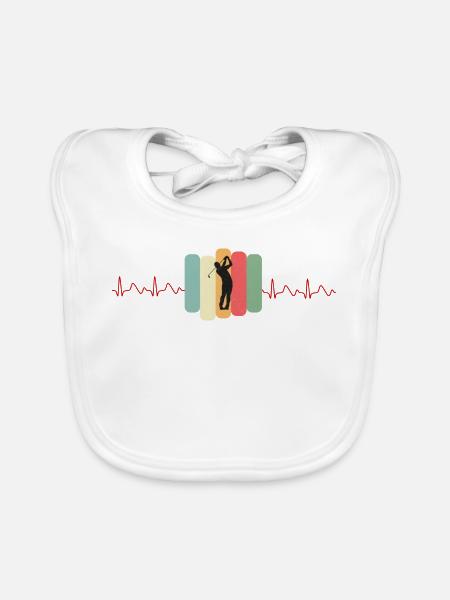 Golf EKG Golfer Golfplatz Golfschläger Golfschwung - Baby Bio-Lätzchen - Weiß - Vorne