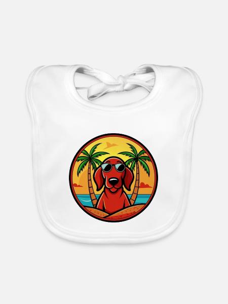 Redbone Coonhound Hunderasse Cartoon Sonnenbrille Strand - Baby Bio-Lätzchen - Weiß - Vorne